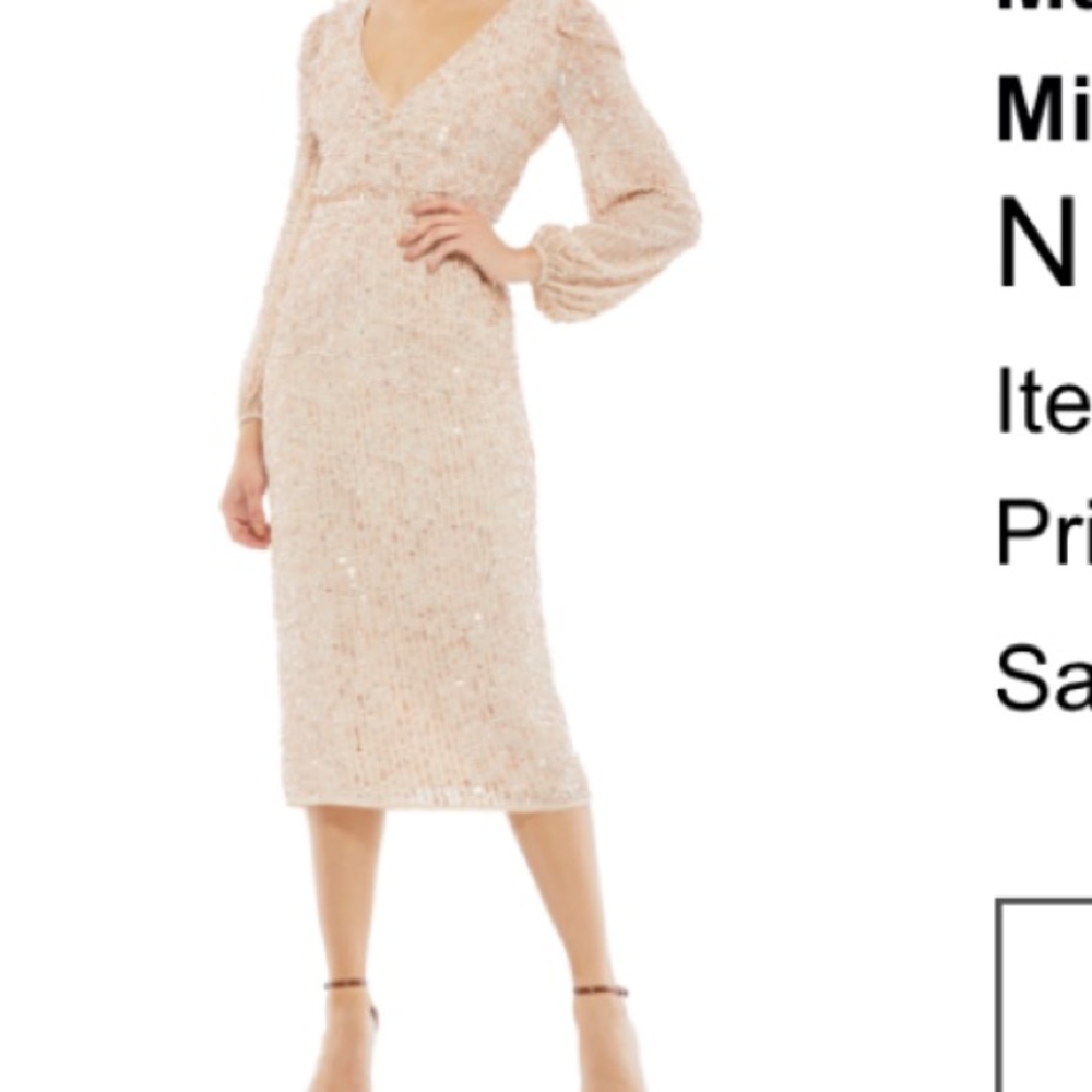 Mac Duggal Sequin Long Sleeve Cocktail
Midi Dress
NUDE, Size 4